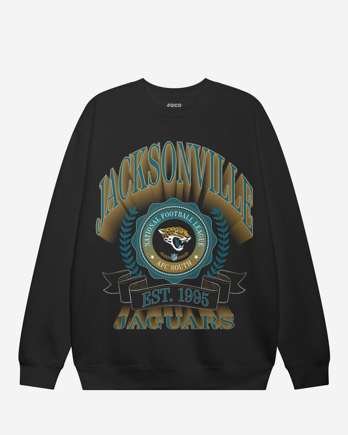 Jacksonville Jaguars Banner Crest Crew Neck Sweatshirt FOCO Black S - FOCO.com