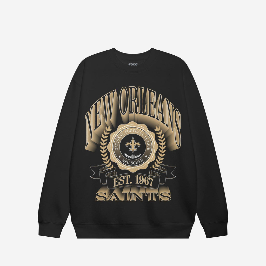 New Orleans Saints Banner Crest Crew Neck Sweatshirt FOCO S - FOCO.com