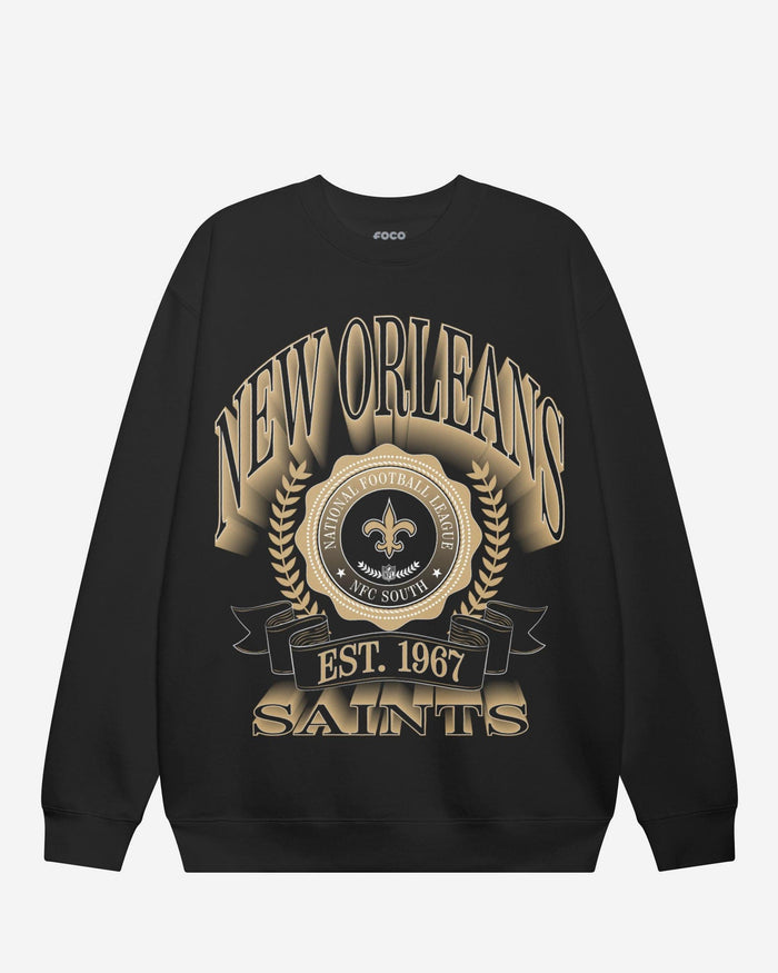 New Orleans Saints Banner Crest Crew Neck Sweatshirt FOCO S - FOCO.com
