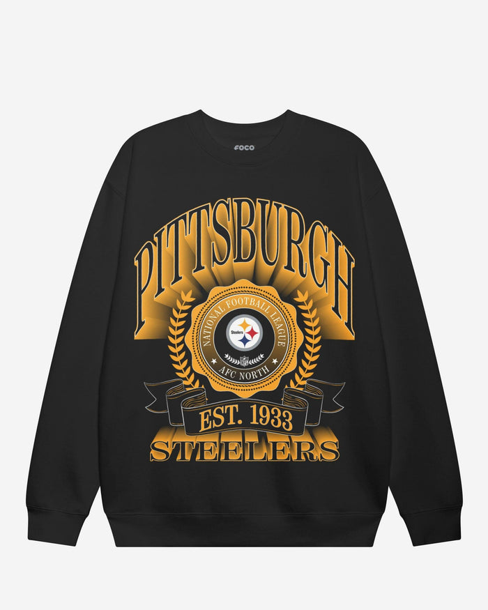 Pittsburgh Steelers Banner Crest Crew Neck Sweatshirt FOCO S - FOCO.com