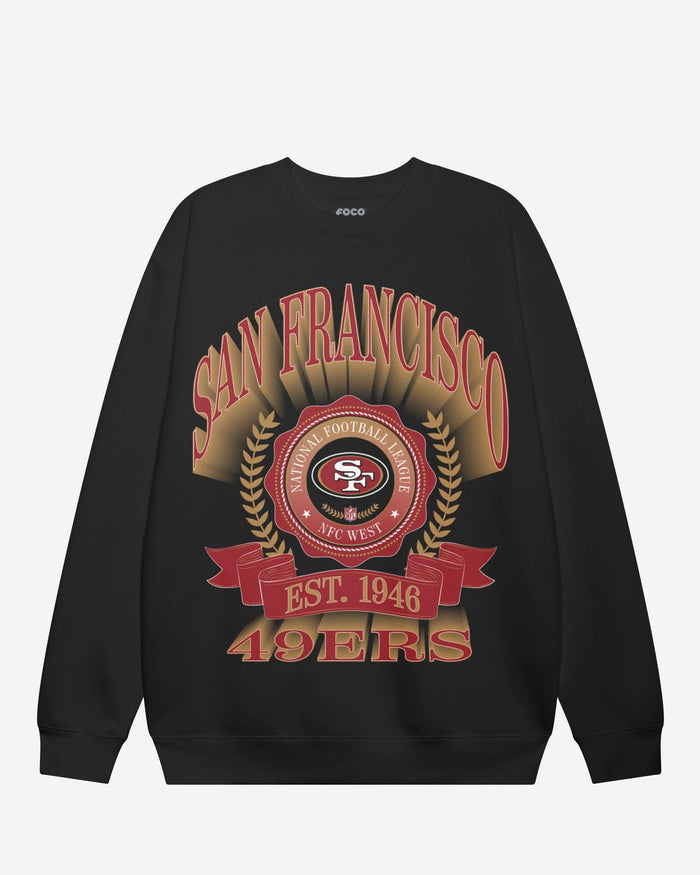 San Francisco 49ers Banner Crest Crew Neck Sweatshirt FOCO Black S - FOCO.com