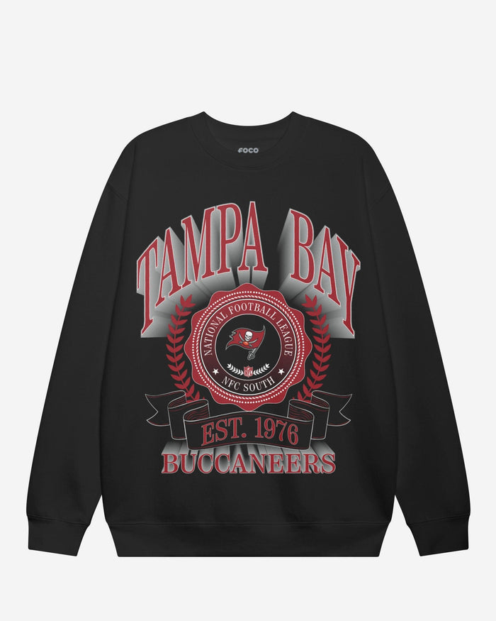 Tampa Bay Buccaneers Banner Crest Crew Neck Sweatshirt FOCO Black S - FOCO.com