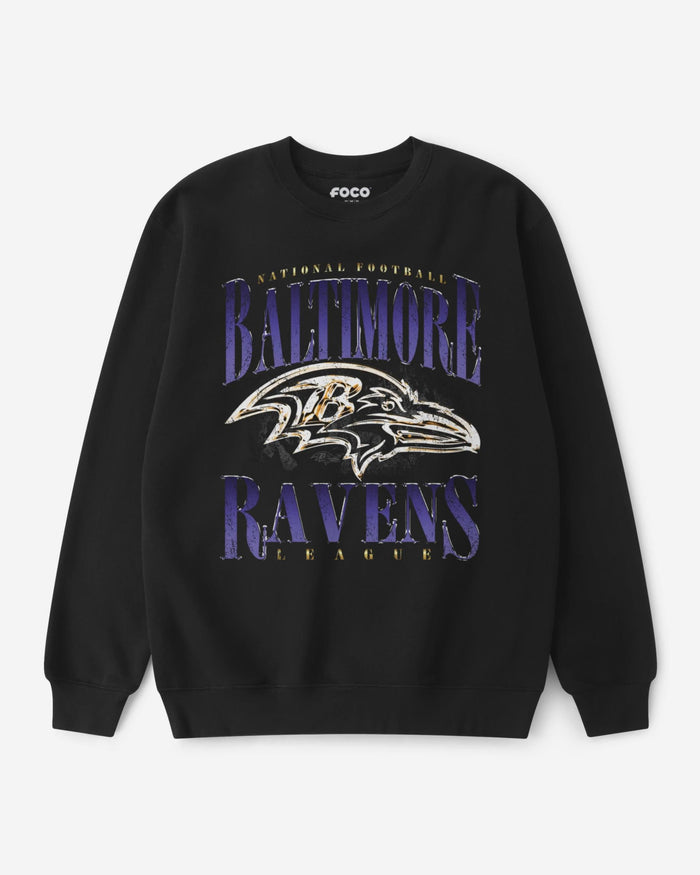 Baltimore Ravens Chrome Stack Crew Neck Sweatshirt FOCO S - FOCO.com