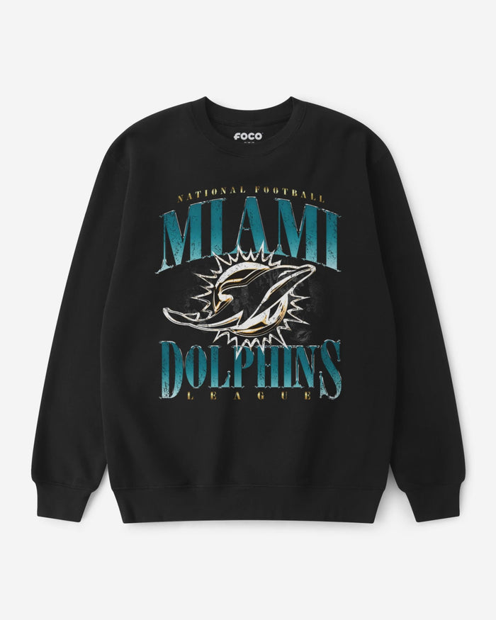 Miami Dolphins Chrome Stack Crew Neck Sweatshirt FOCO S - FOCO.com