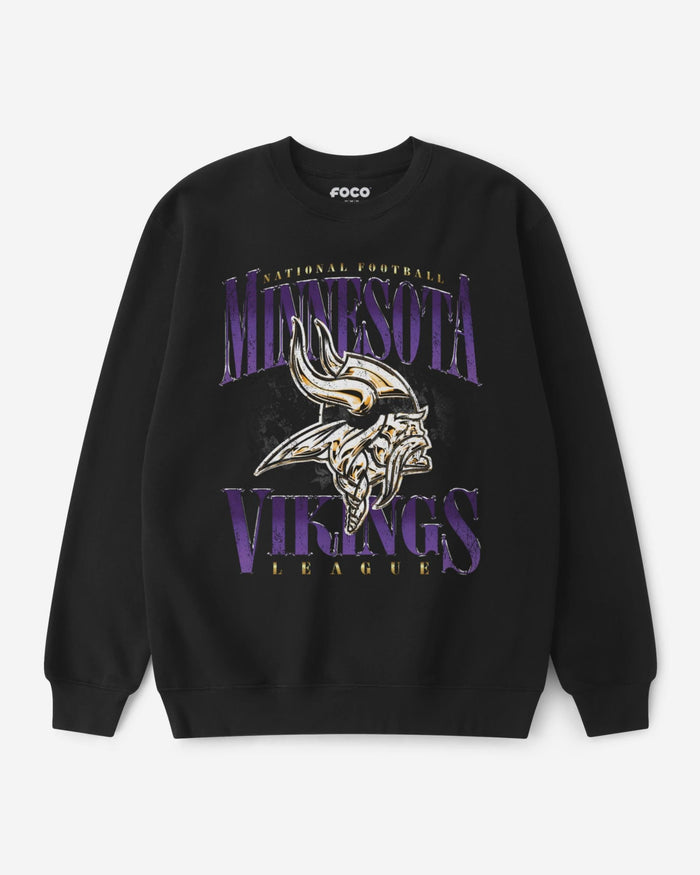 Minnesota Vikings Chrome Stack Crew Neck Sweatshirt FOCO S - FOCO.com