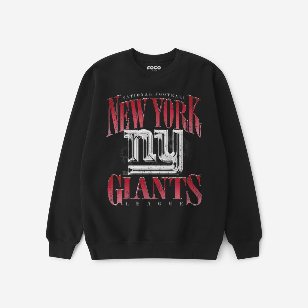 New York Giants Chrome Stack Crew Neck Sweatshirt FOCO S - FOCO.com