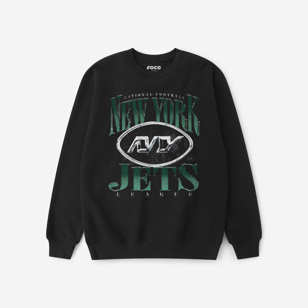 New York Jets Chrome Stack Crew Neck Sweatshirt FOCO S - FOCO.com