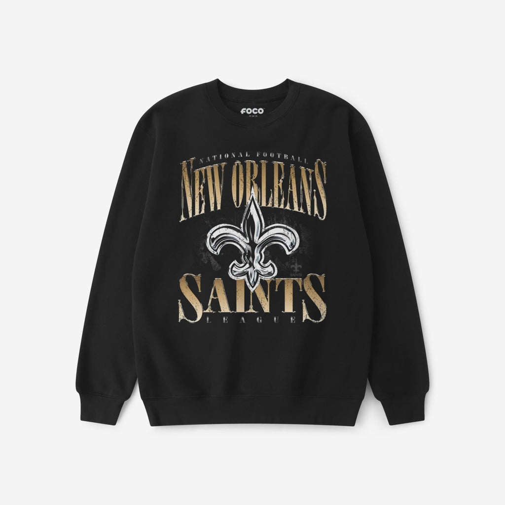 New Orleans Saints Chrome Stack Crew Neck Sweatshirt FOCO S - FOCO.com