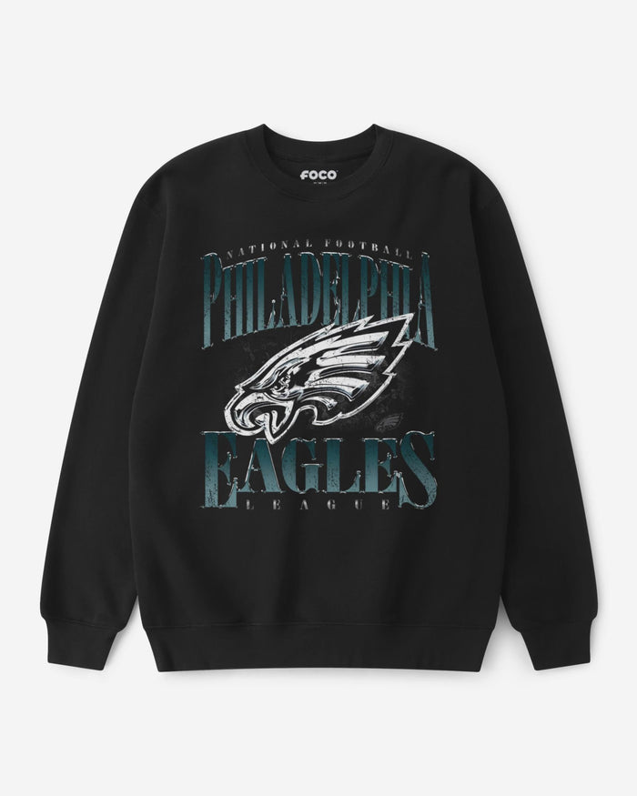Philadelphia Eagles Chrome Stack Crew Neck Sweatshirt FOCO S - FOCO.com