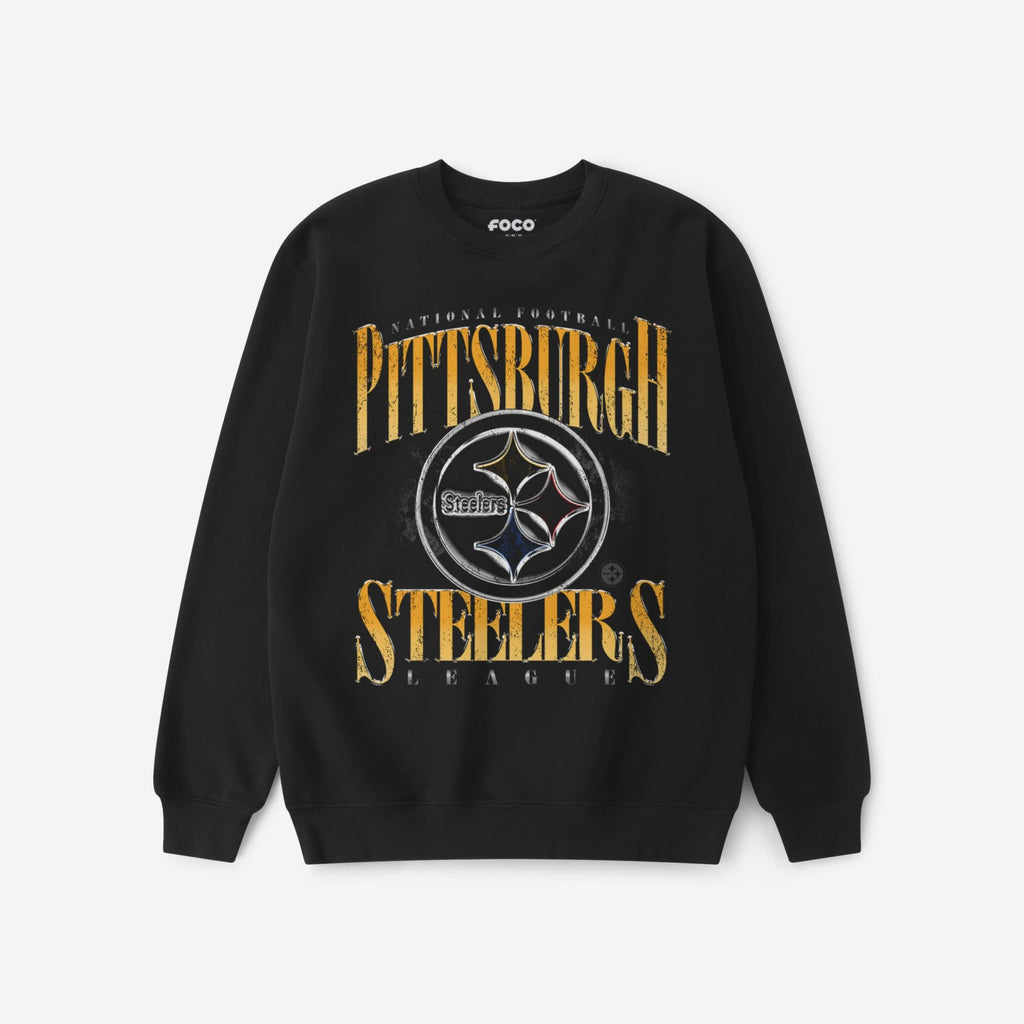 Pittsburgh Steelers Chrome Stack Crew Neck Sweatshirt FOCO S - FOCO.com