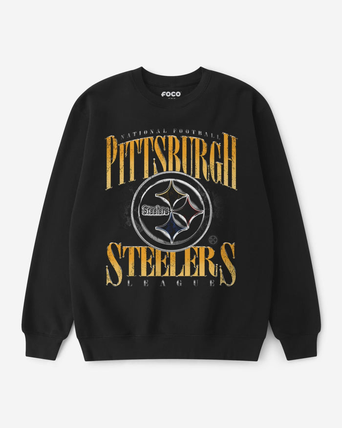 Pittsburgh Steelers Chrome Stack Crew Neck Sweatshirt FOCO S - FOCO.com