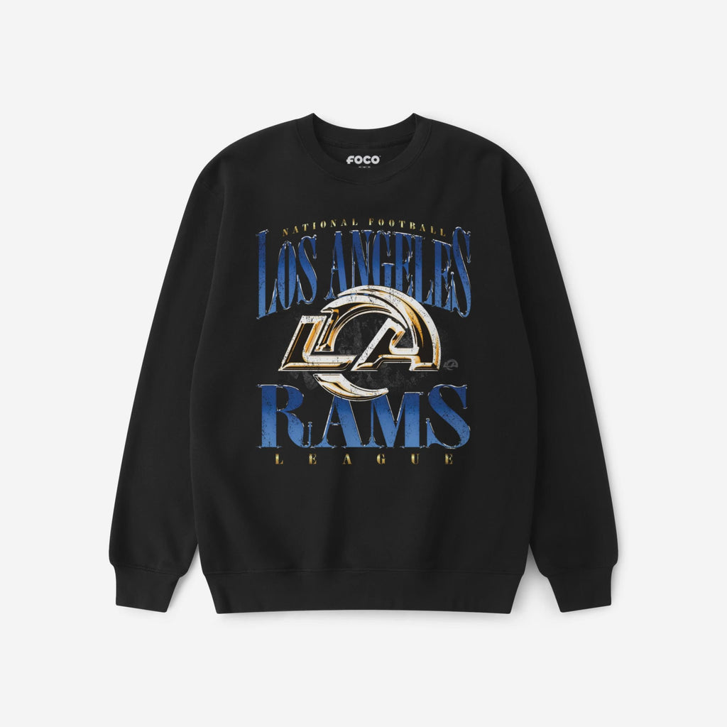 Los Angeles Rams Chrome Stack Crew Neck Sweatshirt FOCO S - FOCO.com
