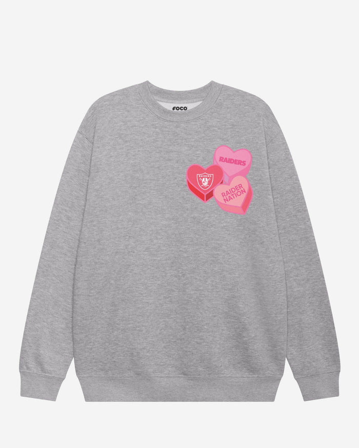 Las Vegas Raiders Candy Heart Crew Neck Sweatshirt FOCO Athletic Heather S - FOCO.com