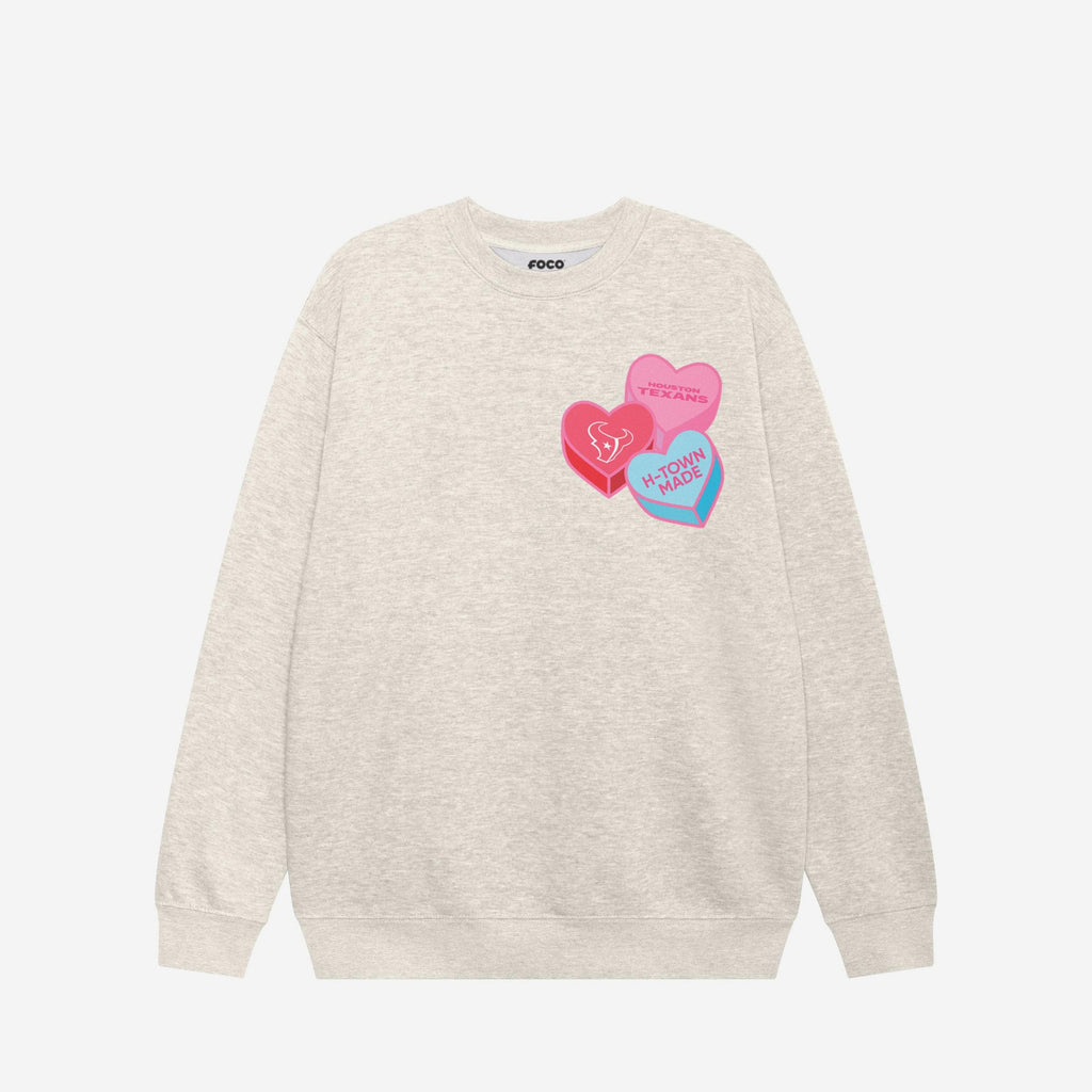 Houston Texans Candy Heart Crew Neck Sweatshirt