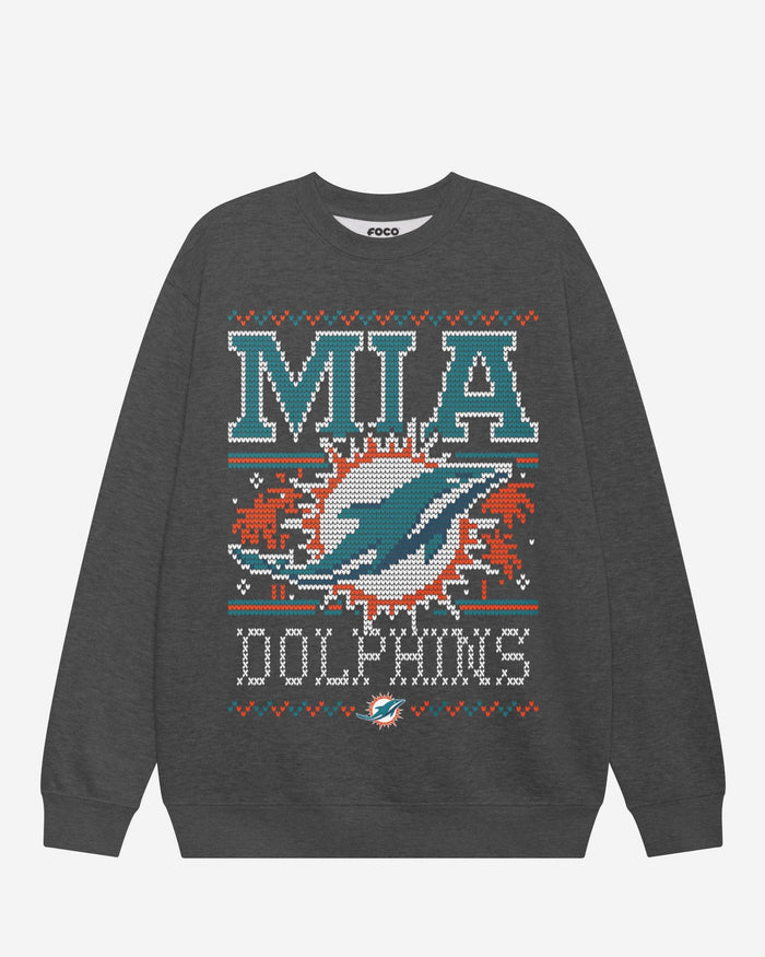Miami Dolphins Holiday Crew Neck Sweatshirt FOCO S - FOCO.com