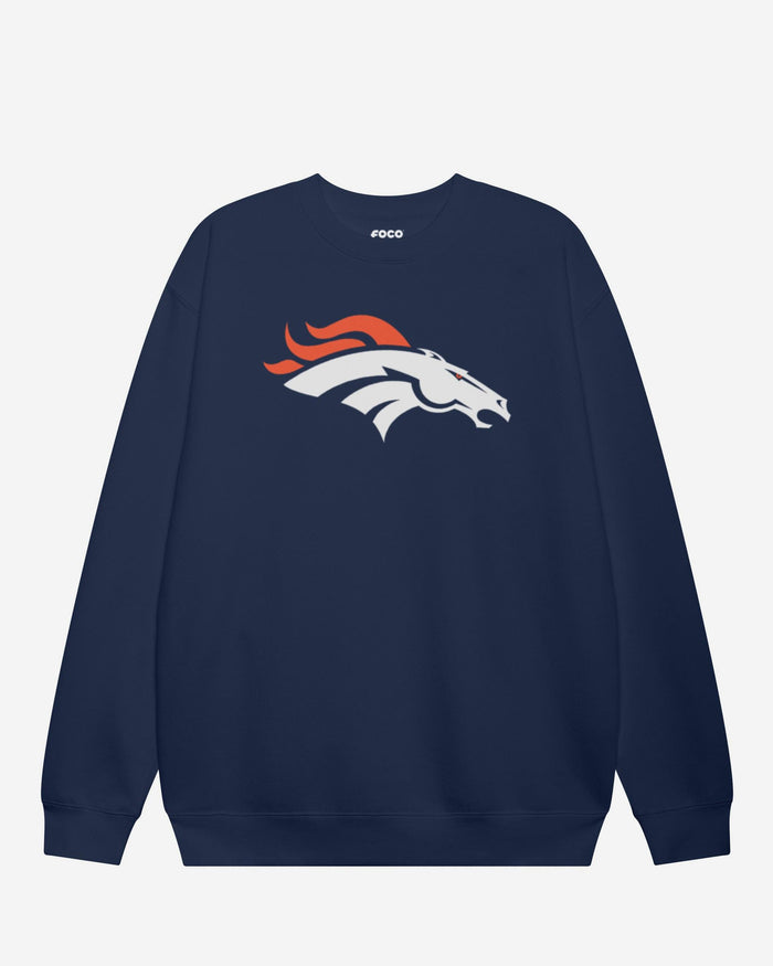 Denver Broncos Primary Logo Crew Neck Sweatshirt FOCO Navy S - FOCO.com