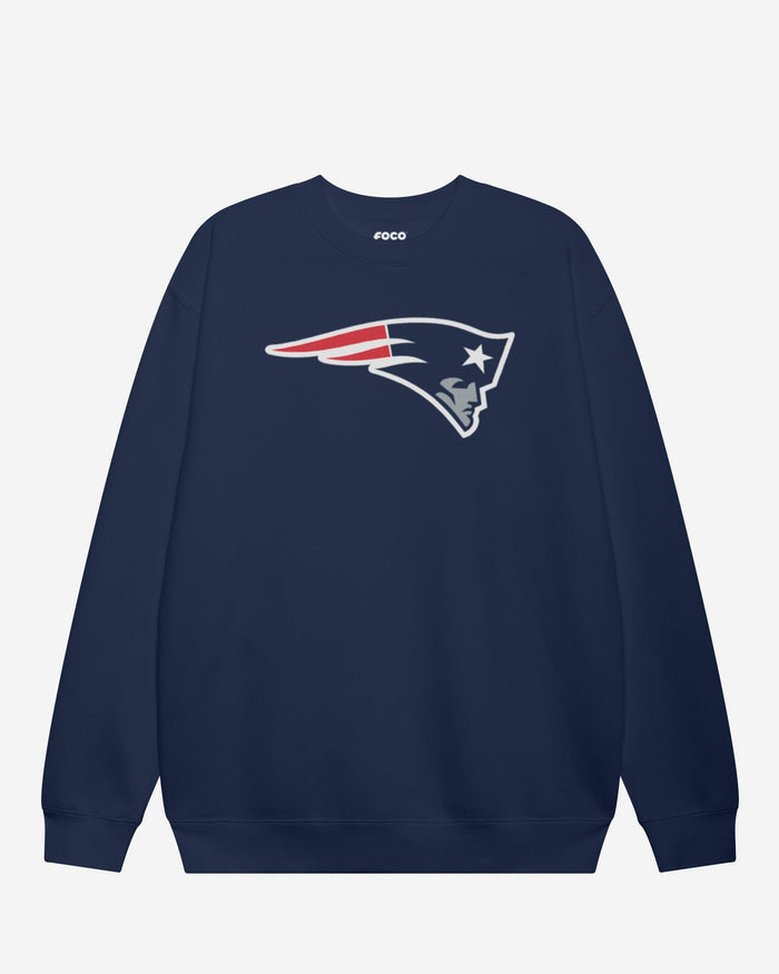 New England Patriots Primary Logo Crew Neck Sweatshirt FOCO Navy S - FOCO.com