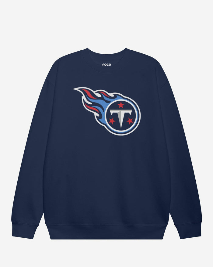 Tennessee Titans Primary Logo Crew Neck Sweatshirt FOCO Navy S - FOCO.com