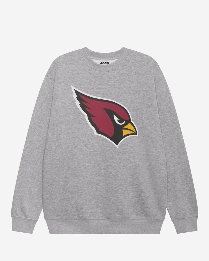 Arizona Cardinals Primary Logo Crew Neck Sweatshirt FOCO Athletic Heather S - FOCO.com