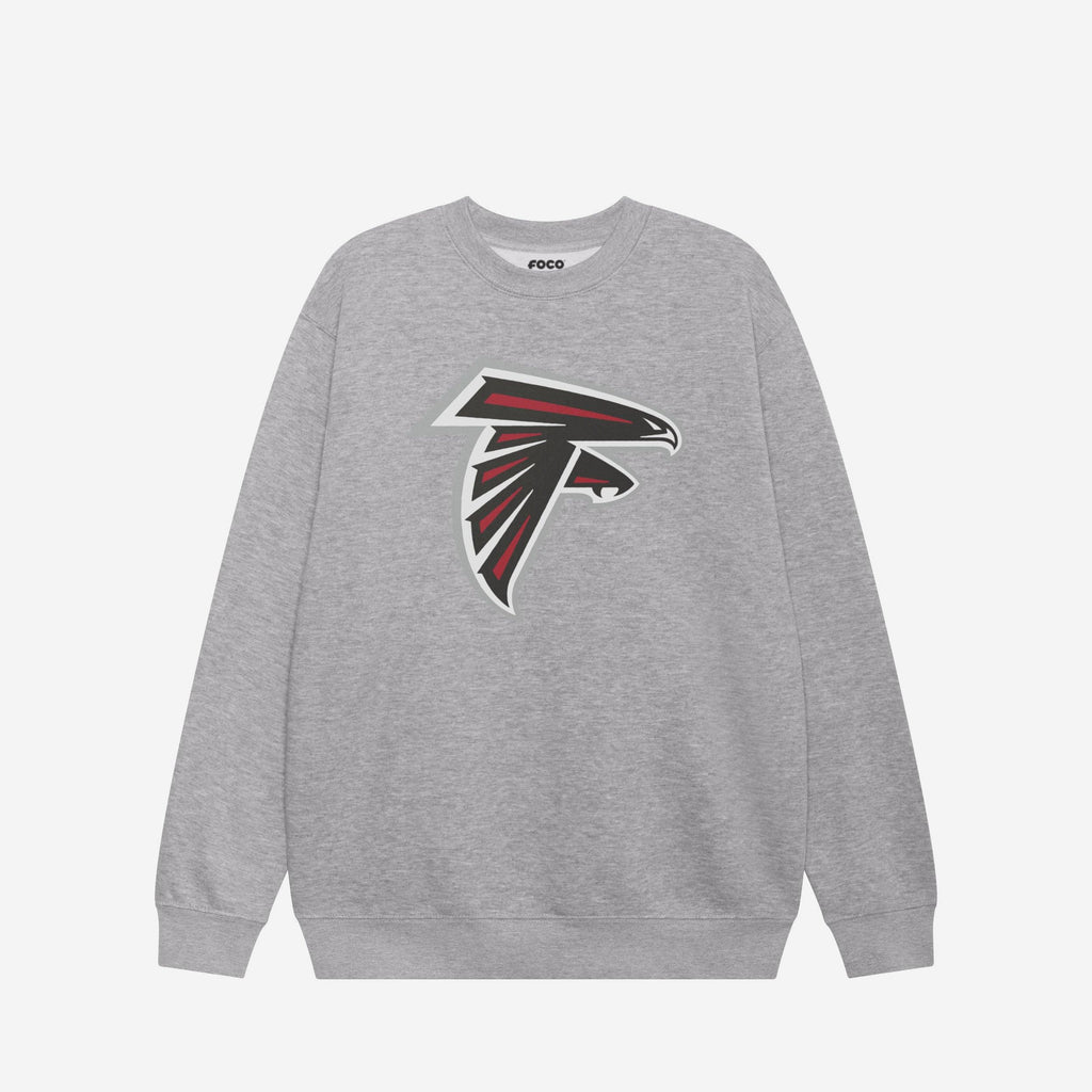 Atlanta Falcons Primary Logo Crew Neck Sweatshirt FOCO Athletic Heather S - FOCO.com