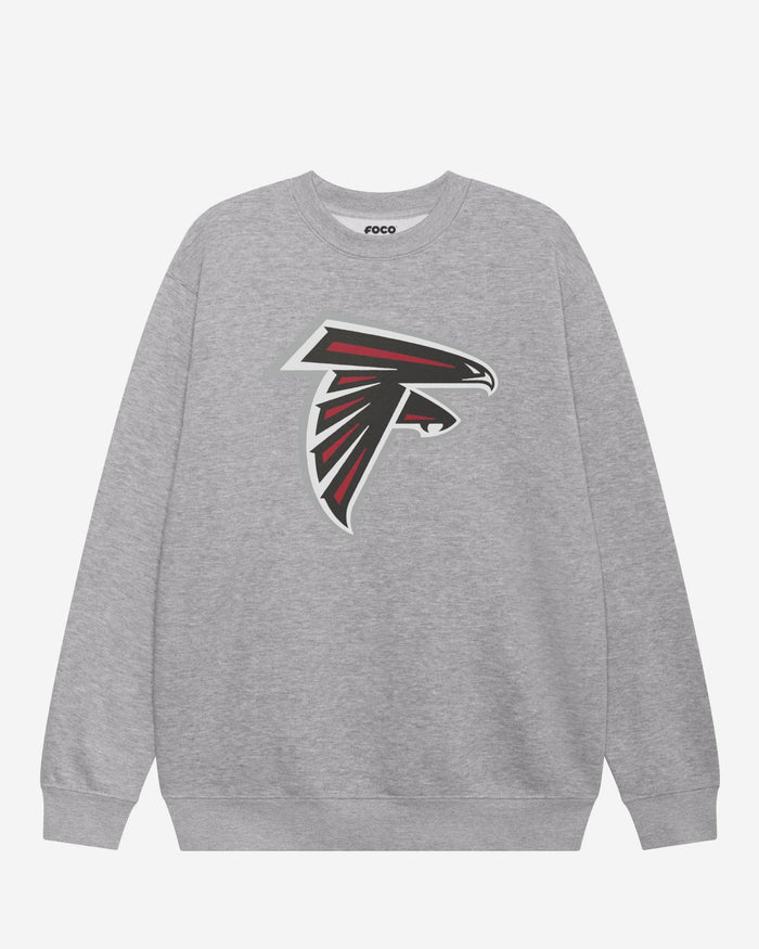 Atlanta Falcons Primary Logo Crew Neck Sweatshirt FOCO Athletic Heather S - FOCO.com