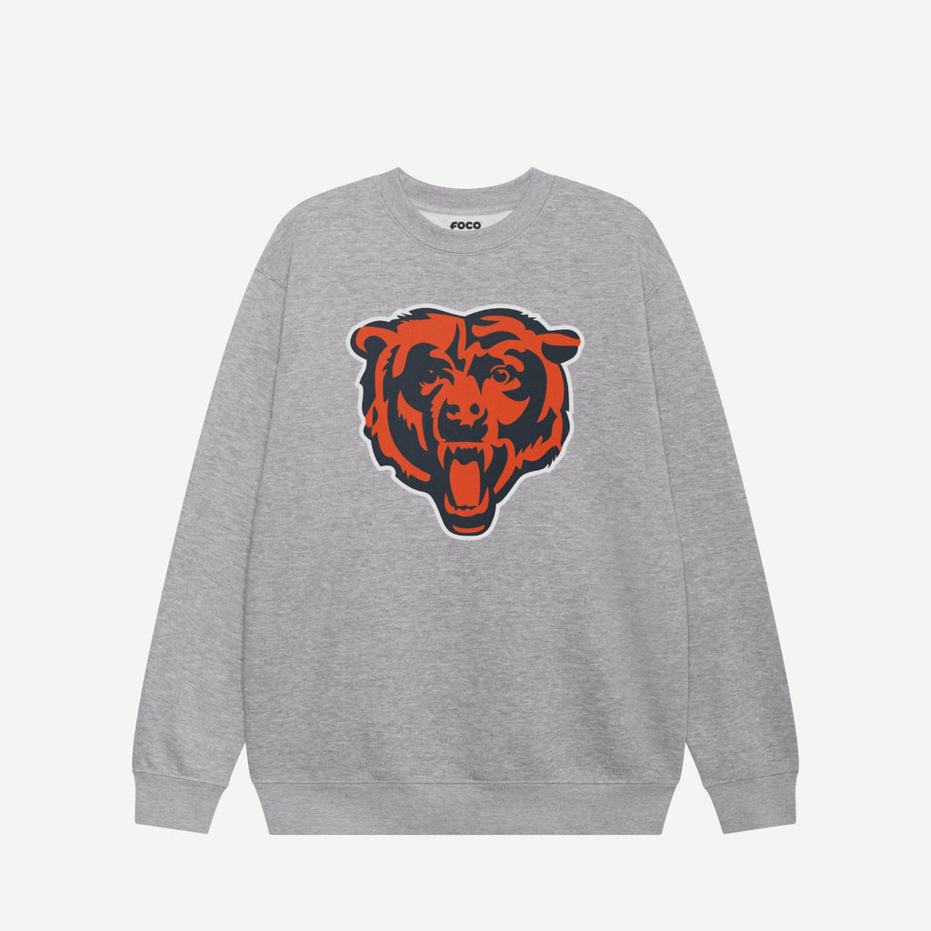 Chicago Bears Primary Logo Crew Neck Sweatshirt FOCO Athletic Heather S - FOCO.com