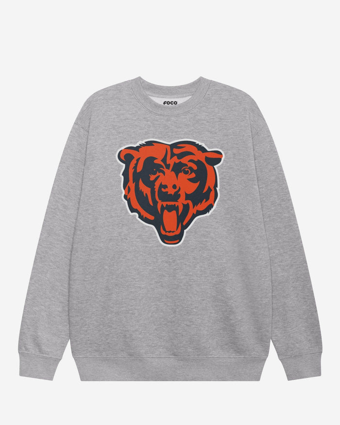 Chicago Bears Primary Logo Crew Neck Sweatshirt FOCO Athletic Heather S - FOCO.com
