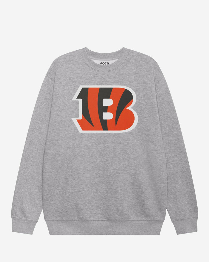 Cincinnati Bengals Primary Logo Crew Neck Sweatshirt FOCO Athletic Heather S - FOCO.com
