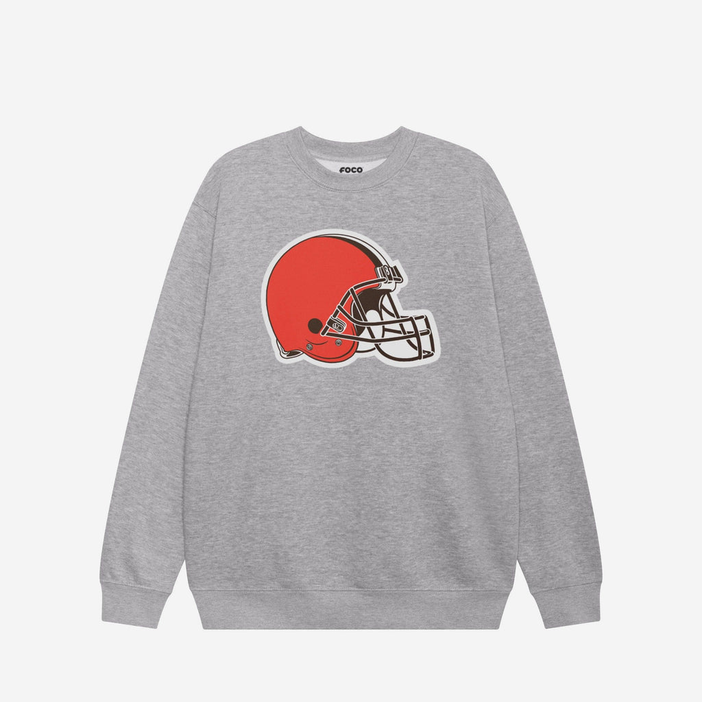 Cleveland Browns Primary Logo Crew Neck Sweatshirt FOCO Athletic Heather S - FOCO.com
