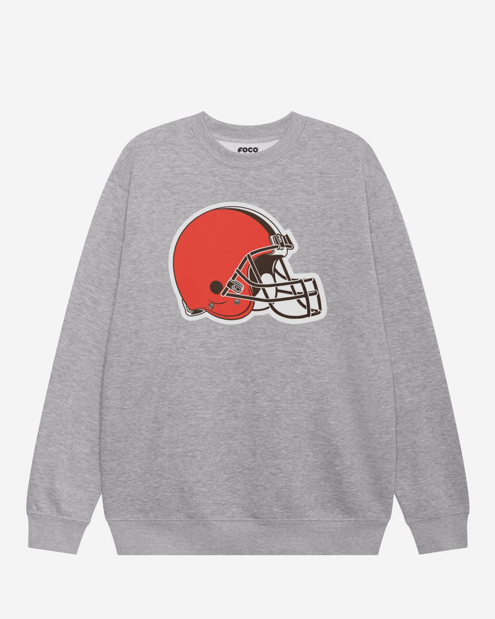 Cleveland Browns Primary Logo Crew Neck Sweatshirt FOCO Athletic Heather S - FOCO.com