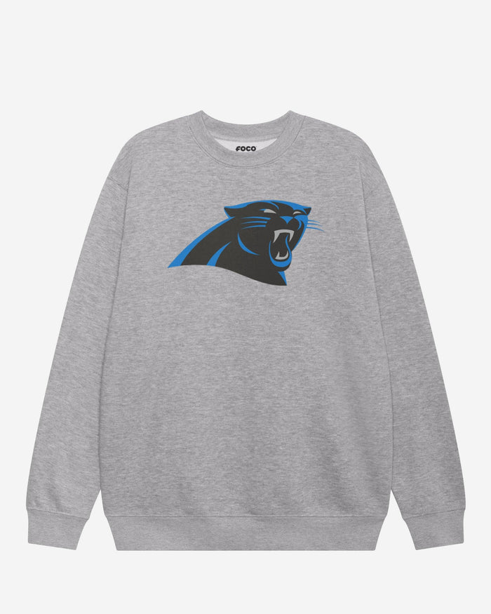 Carolina Panthers Primary Logo Crew Neck Sweatshirt FOCO Athletic Heather S - FOCO.com