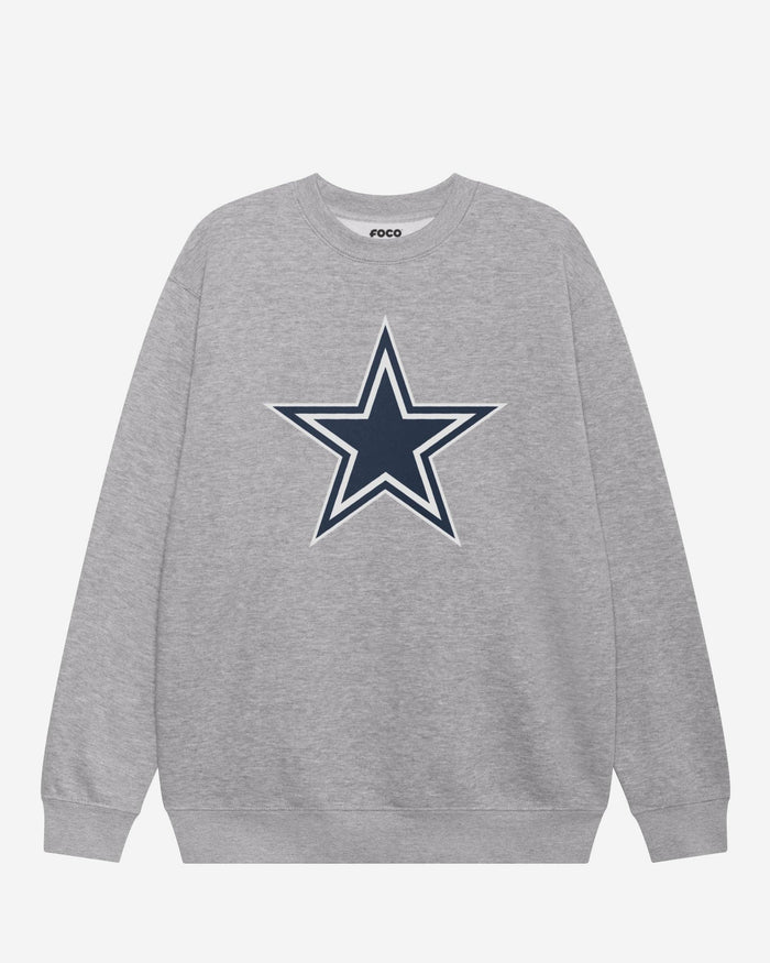 Dallas Cowboys Primary Logo Crew Neck Sweatshirt FOCO Athletic Heather S - FOCO.com