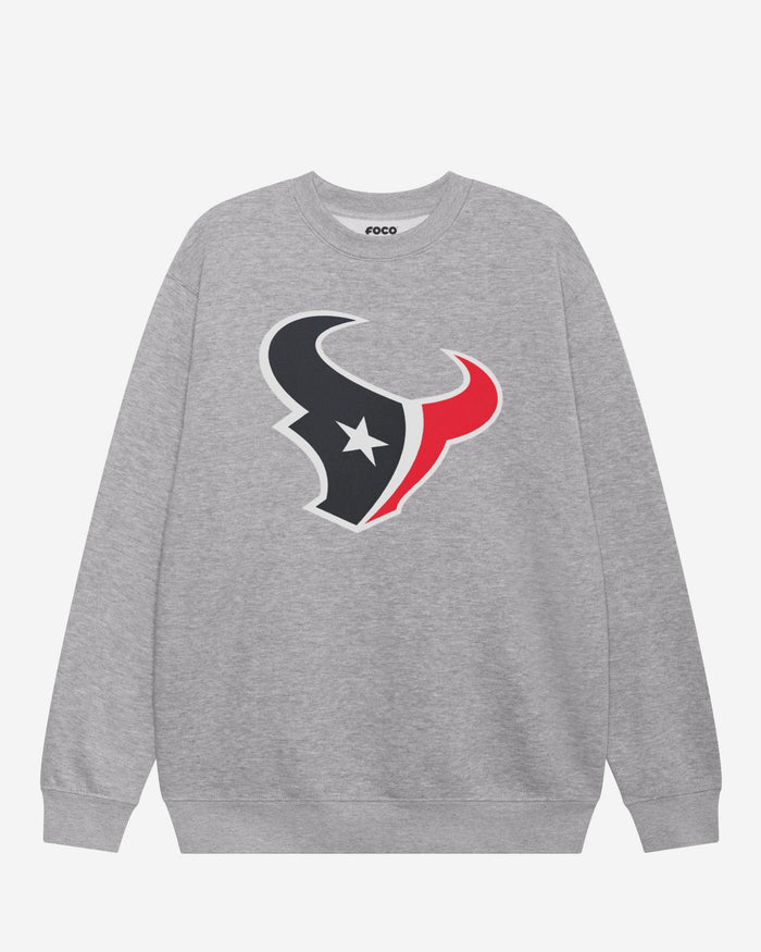 Houston Texans Primary Logo Crew Neck Sweatshirt FOCO Athletic Heather S - FOCO.com