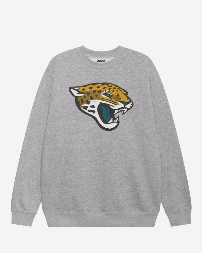 Jacksonville Jaguars Primary Logo Crew Neck Sweatshirt FOCO Athletic Heather S - FOCO.com