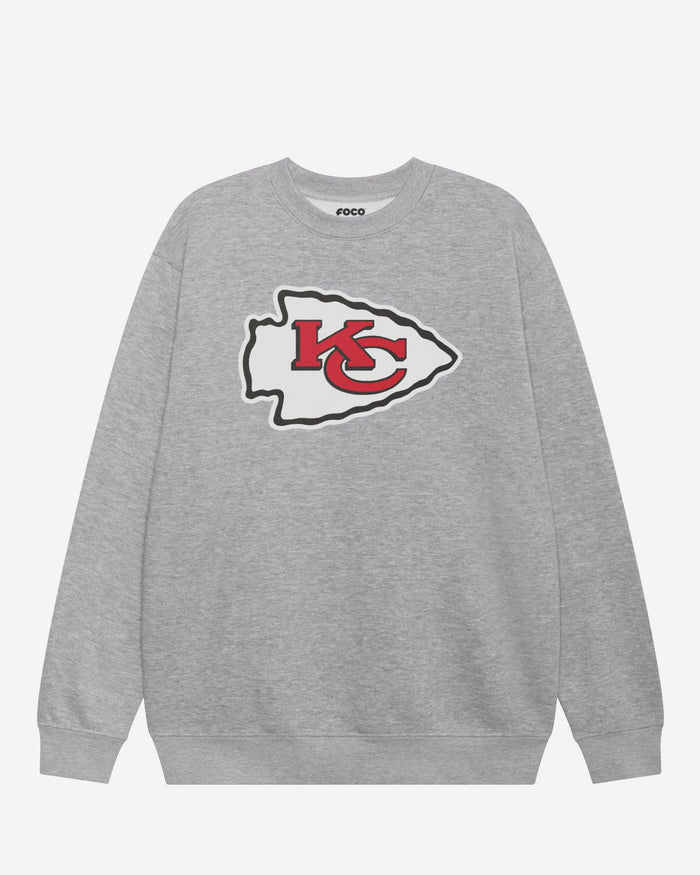 Kansas City Chiefs Primary Logo Crew Neck Sweatshirt FOCO Athletic Heather S - FOCO.com
