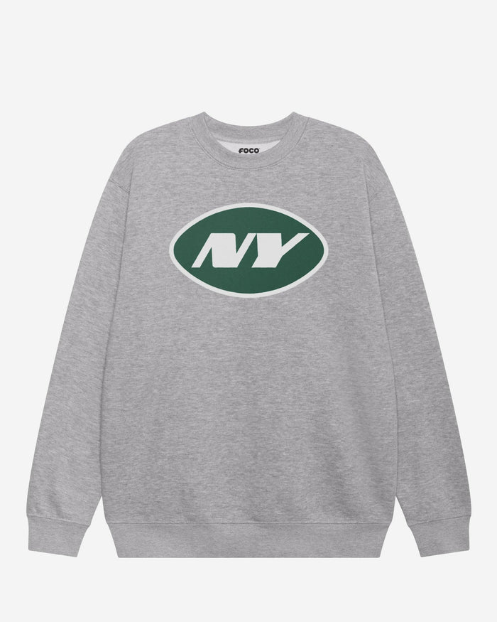 New York Jets Primary Logo Crew Neck Sweatshirt FOCO Athletic Heather S - FOCO.com