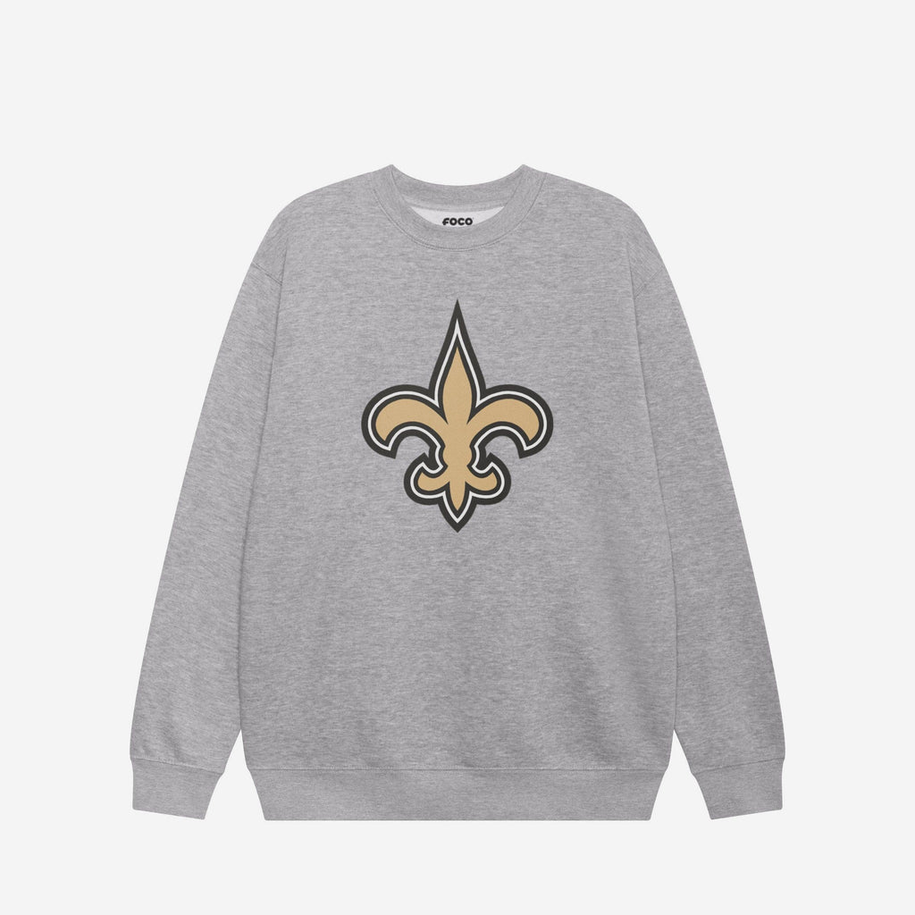 New Orleans Saints Primary Logo Crew Neck Sweatshirt FOCO Athletic Heather S - FOCO.com