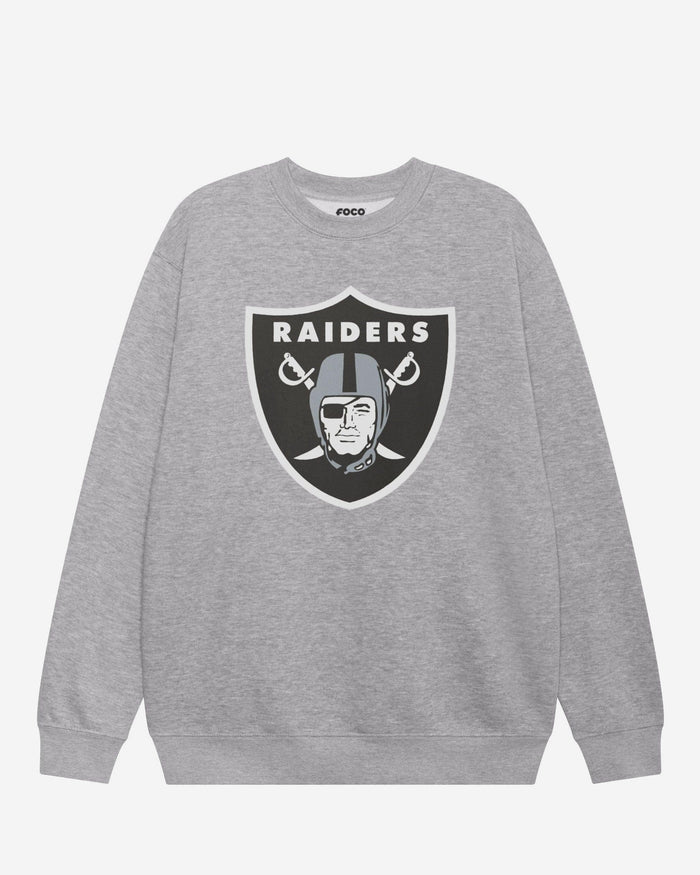 Las Vegas Raiders Primary Logo Crew Neck Sweatshirt FOCO Athletic Heather S - FOCO.com
