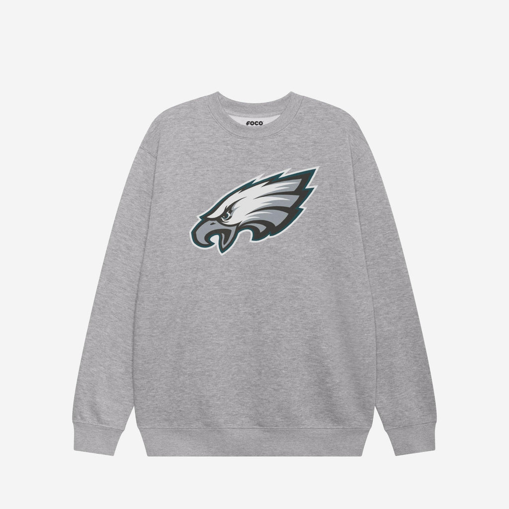 Philadelphia Eagles Primary Logo Crew Neck Sweatshirt FOCO Athletic Heather S - FOCO.com