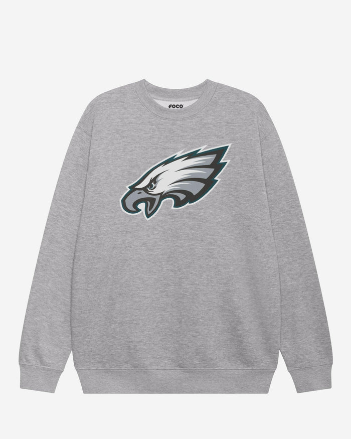 Philadelphia Eagles Primary Logo Crew Neck Sweatshirt FOCO Athletic Heather S - FOCO.com