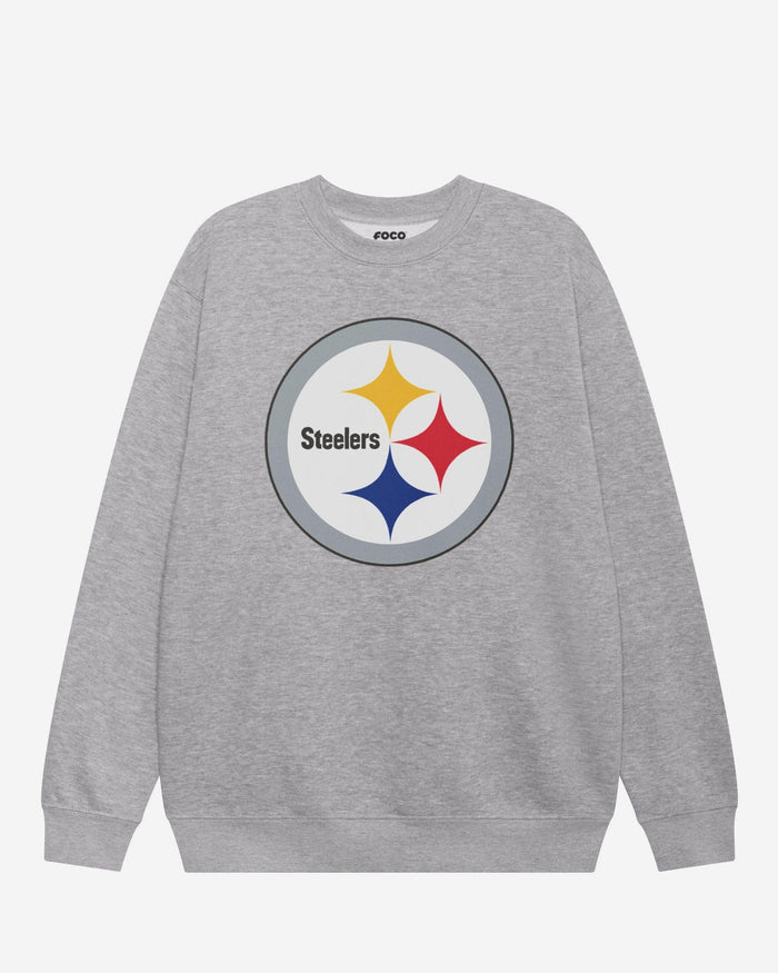 Pittsburgh Steelers Primary Logo Crew Neck Sweatshirt FOCO Athletic Heather S - FOCO.com