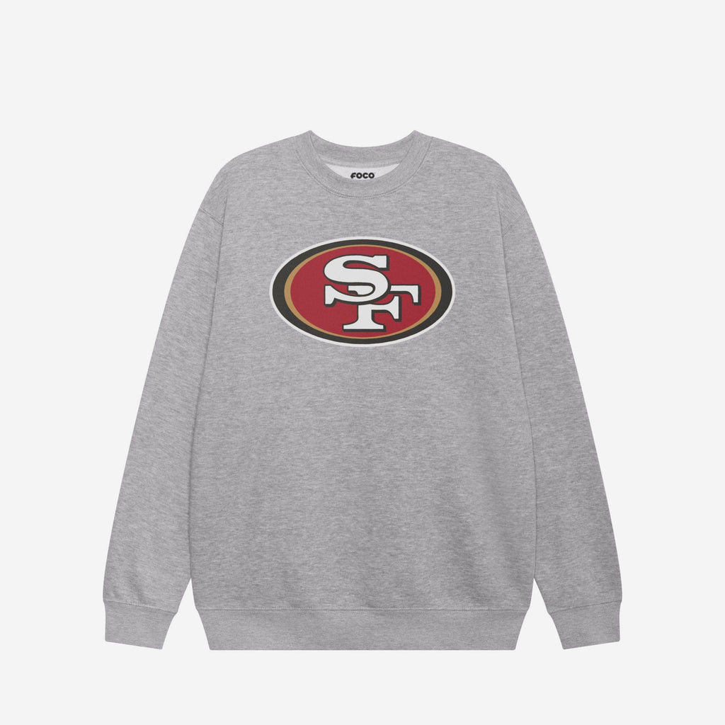 San Francisco 49ers Primary Logo Crew Neck Sweatshirt FOCO Athletic Heather S - FOCO.com