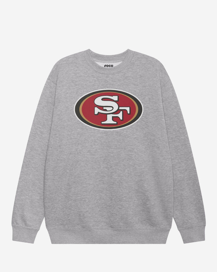 San Francisco 49ers Primary Logo Crew Neck Sweatshirt FOCO Athletic Heather S - FOCO.com