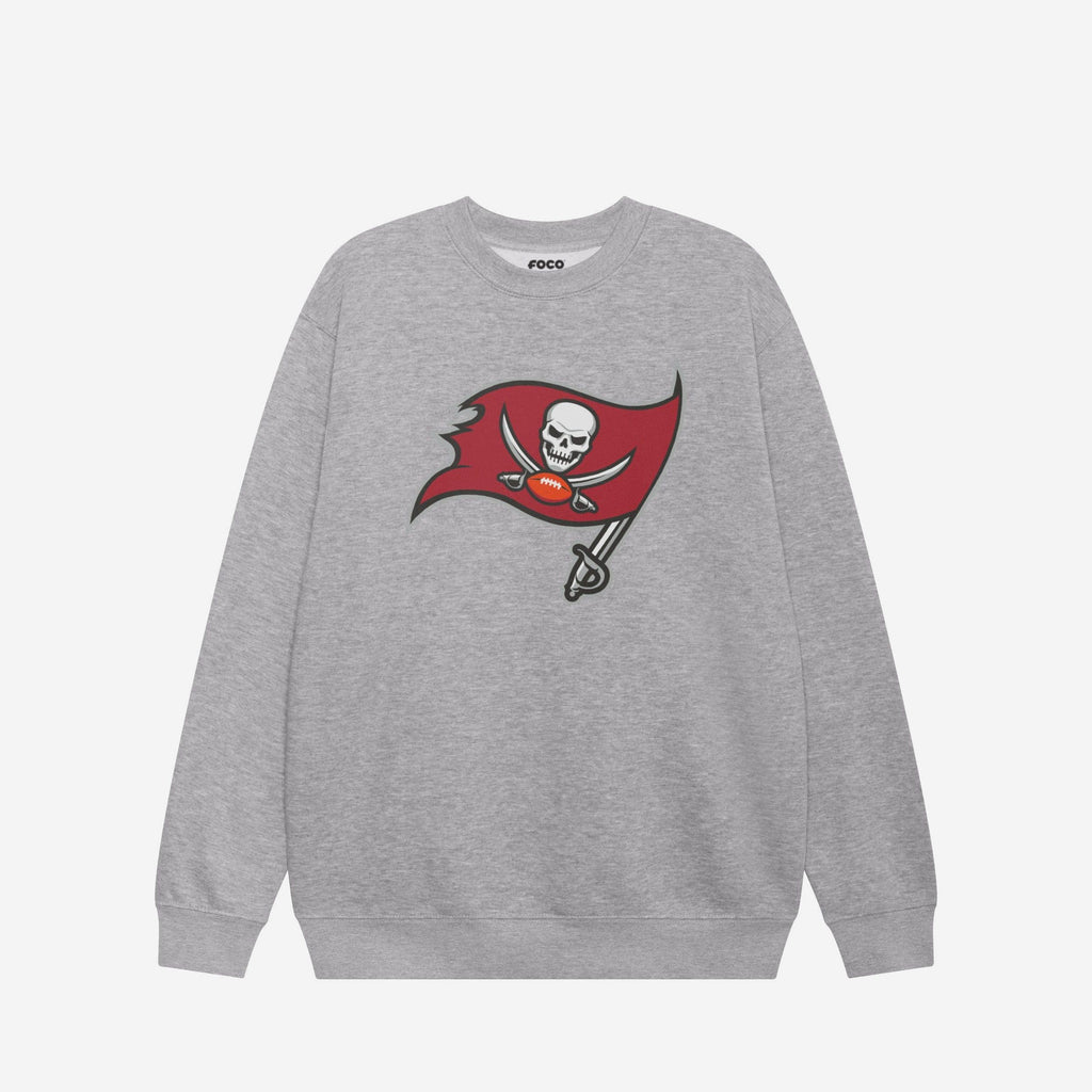 Tampa Bay Buccaneers Primary Logo Crew Neck Sweatshirt FOCO Athletic Heather S - FOCO.com