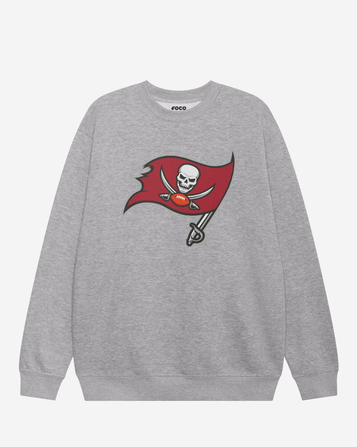 Tampa Bay Buccaneers Primary Logo Crew Neck Sweatshirt FOCO Athletic Heather S - FOCO.com