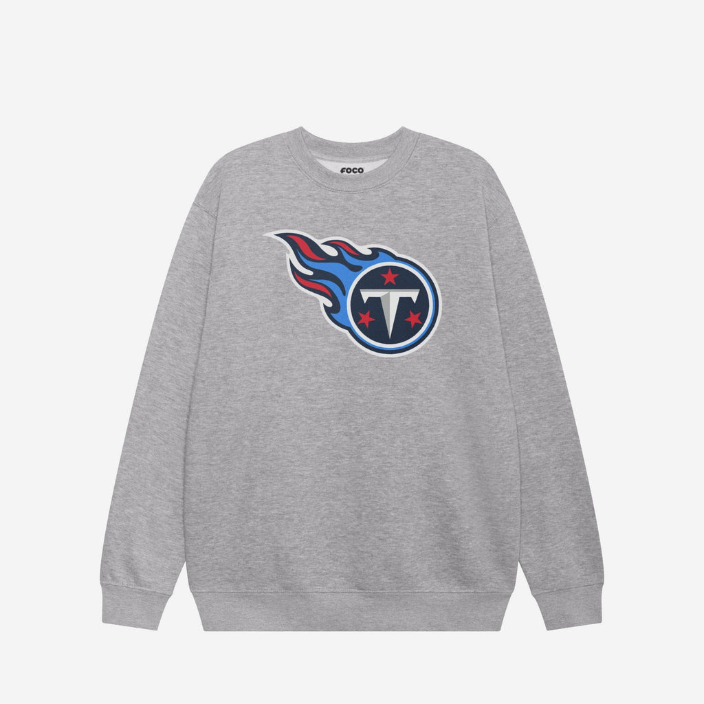 Tennessee Titans Primary Logo Crew Neck Sweatshirt FOCO Athletic Heather S - FOCO.com