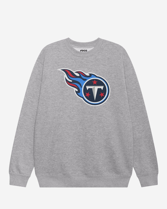 Tennessee Titans Primary Logo Crew Neck Sweatshirt FOCO Athletic Heather S - FOCO.com