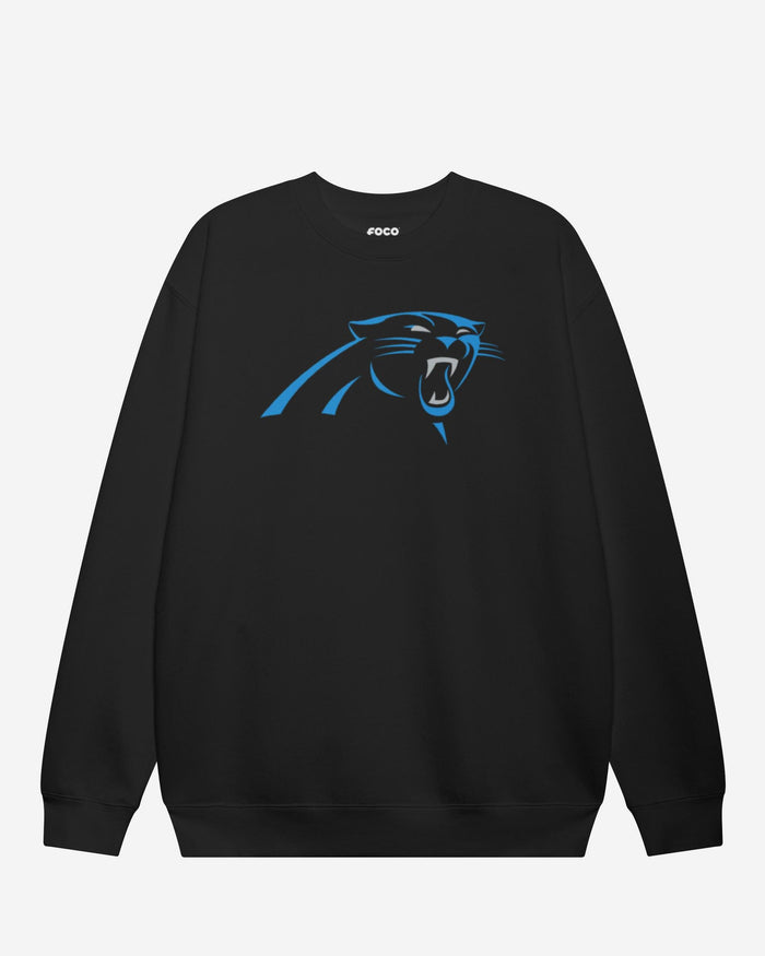 Carolina Panthers Primary Logo Crew Neck Sweatshirt FOCO Black S - FOCO.com