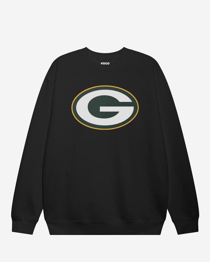 Green Bay Packers Primary Logo Crew Neck Sweatshirt FOCO Black S - FOCO.com