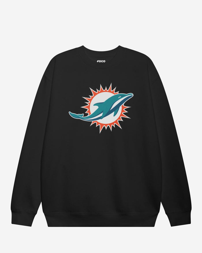 Miami Dolphins Primary Logo Crew Neck Sweatshirt FOCO Black S - FOCO.com